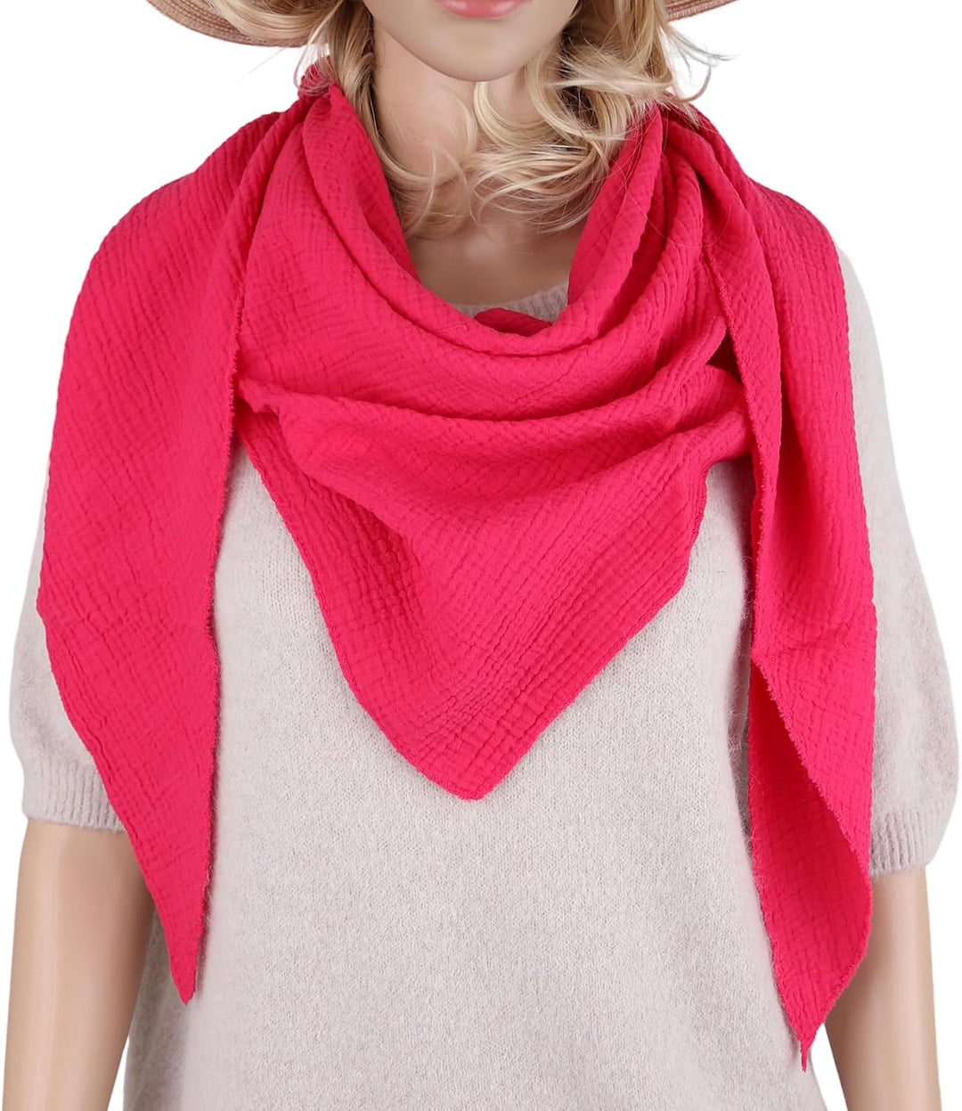 MIRROSI Damen Musselin Halstuch Made in Italy mit Leoprint oder Unifarben – Leichtes Dreieckstuch fü