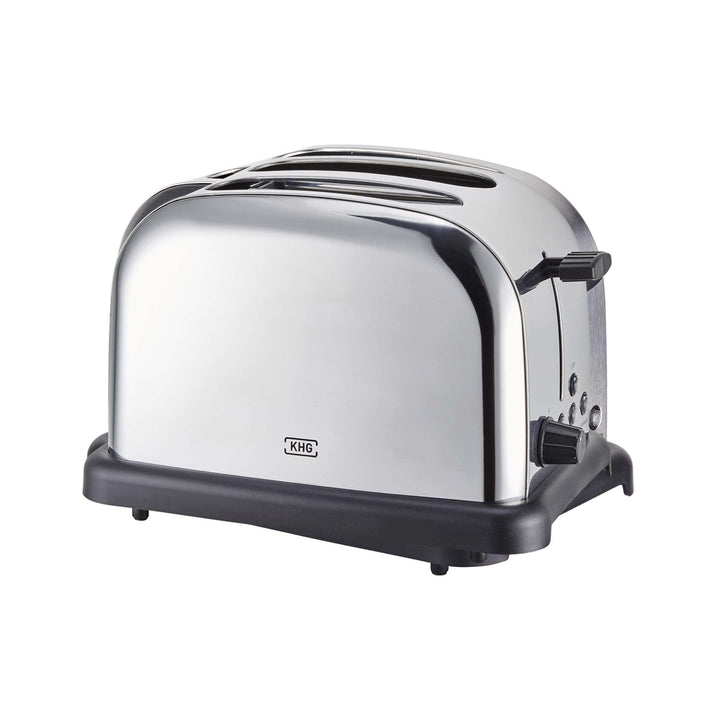 KHG Edelstahl Toaster in Chrom Optik mit Brötchenaufsatz, 2 Scheiben | 6 Bräunungsstufen mit Bräunun
