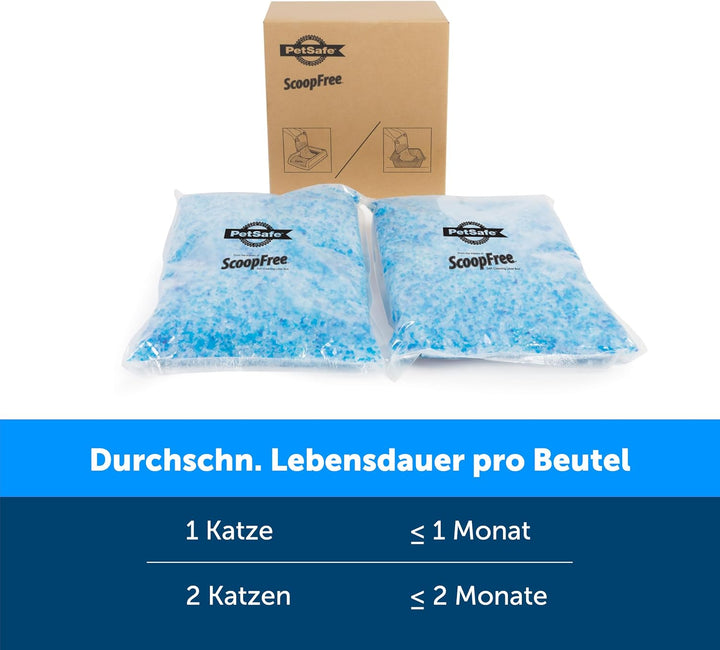 Petsafe Premium Silikat Katzenstreu Doppelpack Scoopfree, Beseitigt Gerüche und bindet Feuchtigkeit,