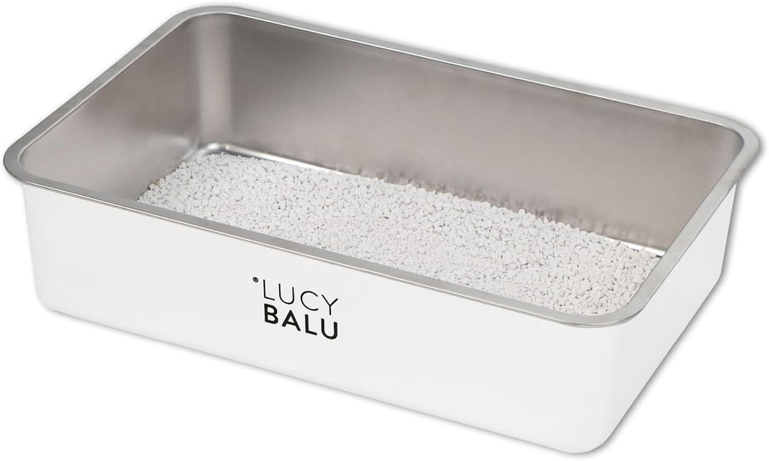 LucyBalu® Edelstahl Katzenklo geruchsfrei | grosse Katzentoilette aus Edelstahl | offenes Katzenklo