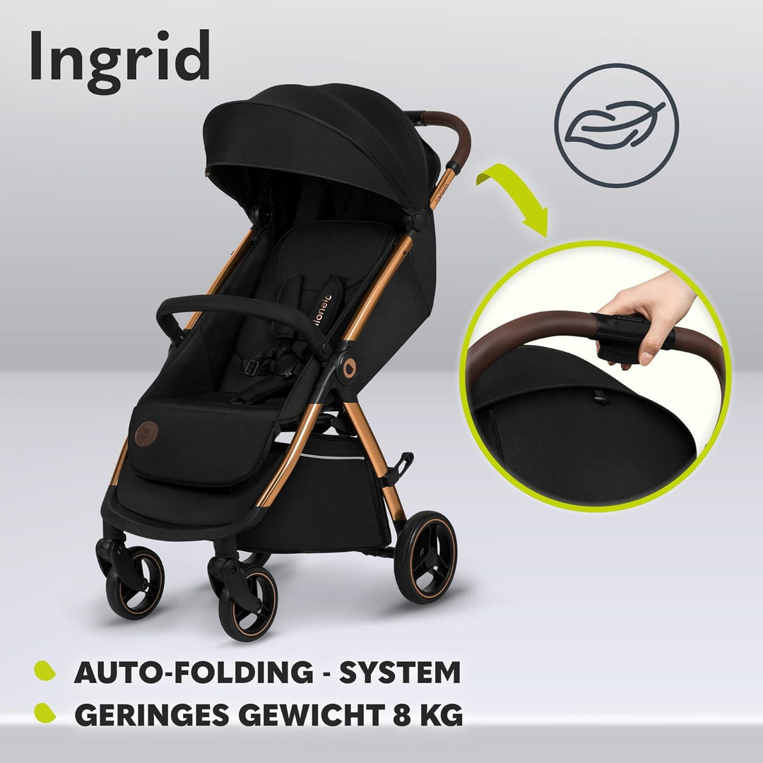LIONELO INGRID Kinderwagen bis 22 kg von 6 Monaten bis 4 Jahren Grosse 360° schwenkbare Räder Volle