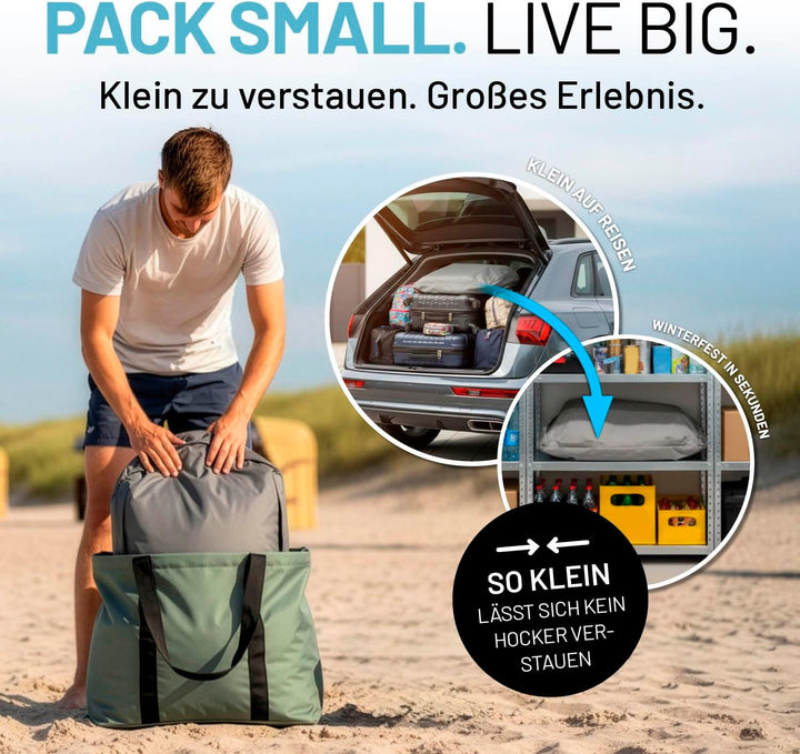 Lumaland Aufblasbarer Hocker | Outdoor Camping Sitzsack - ideal zu Sessel & Sofa | Regulierbarer Luf