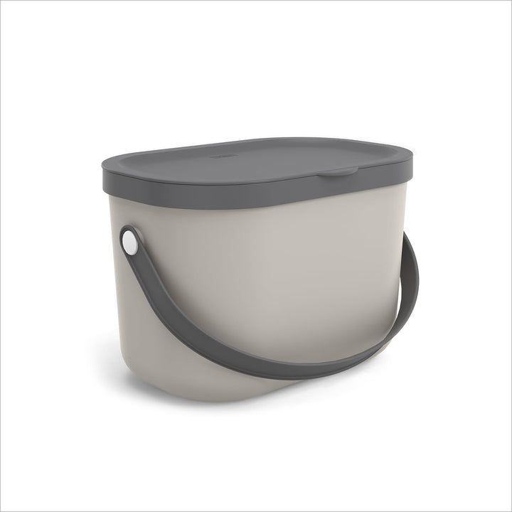 Rotho Albula Komposteimer 3,2l mit Deckel und Henkel aus Kunststoff, 1054607422, Braun