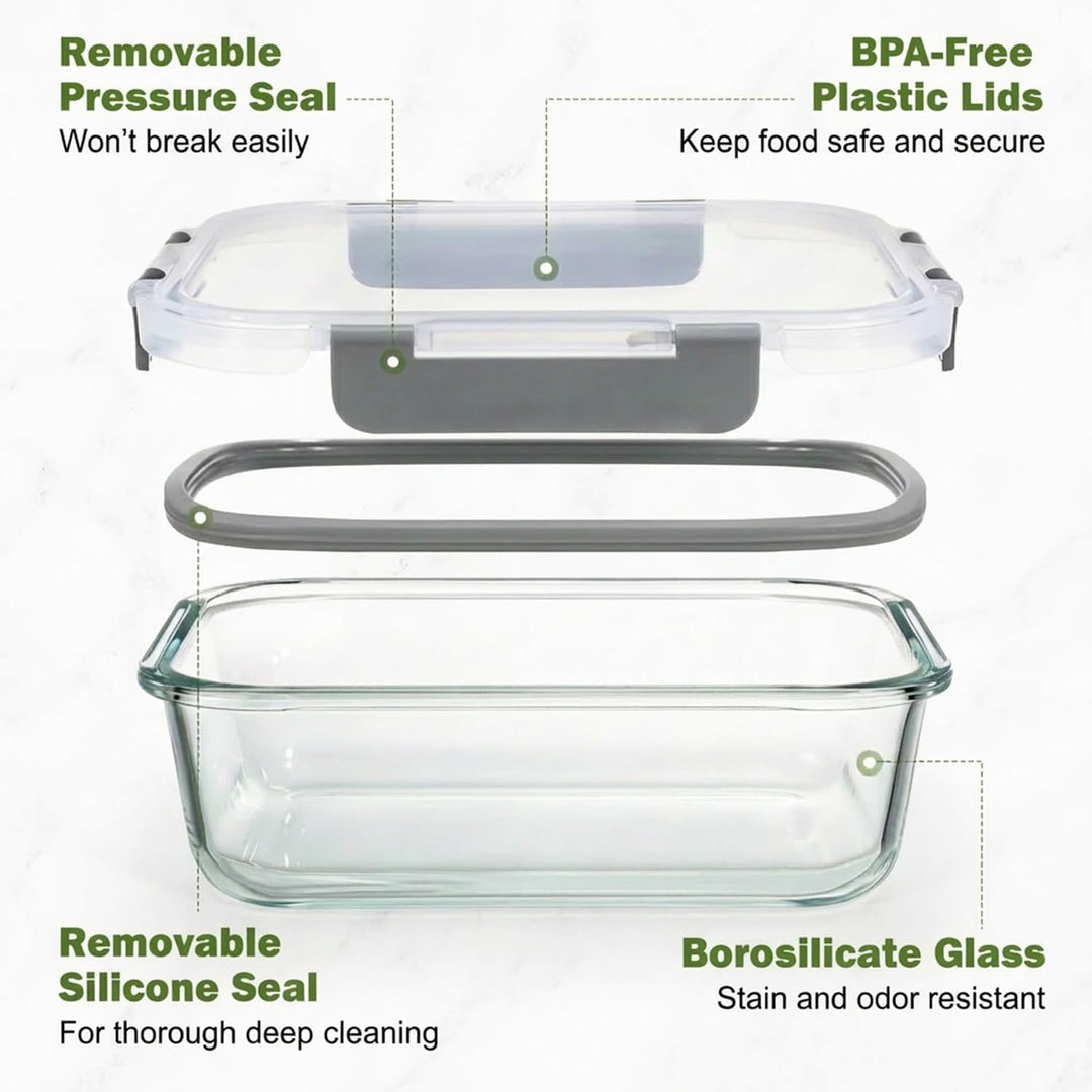 Glas Frischhaltedosen Set & Meal Prep Boxen, 2x370ml Borosilikatglas Behälter mit BPA-freiem Deckel,