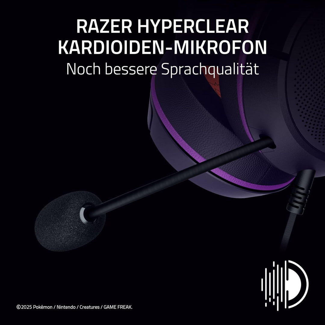 Razer Kraken Kitty V2 - Gengar Pokémon Edition - USB-Headset - Gengar-Stacheln - Streamreaktive Bele