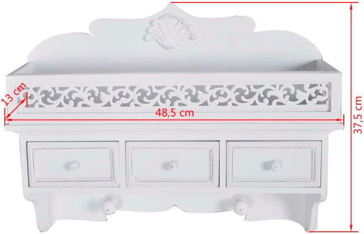 vidaXL Holz Wandgarderobe 3 Schubladen Landhaus Flurgarderobe Garderobe Haken
