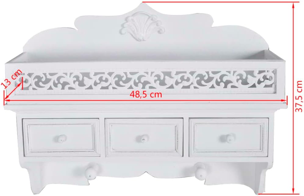 vidaXL Holz Wandgarderobe 3 Schubladen Landhaus Flurgarderobe Garderobe Haken