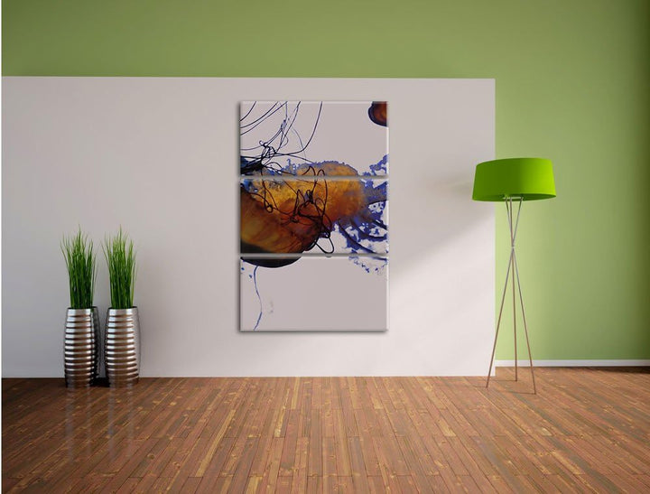 Pixxprint anmutige Qualle im Wasser als Leinwandbild/Grösse: 3 Teilig (120x80) cm/Wandbild/Kunstdruc