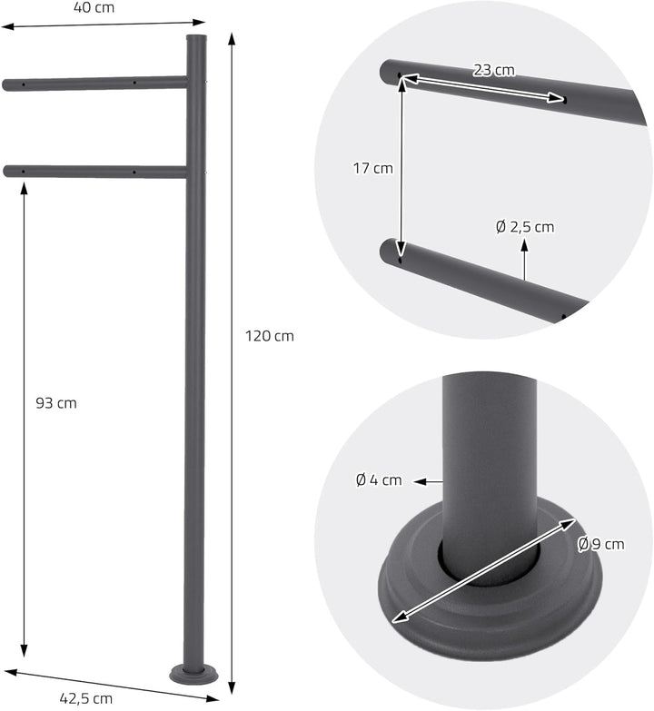 ML-Design Briefkastenständer pulverbeschichteter Edelstahl Anthrazit Gesamthöhe 120 cm Rund Freisteh