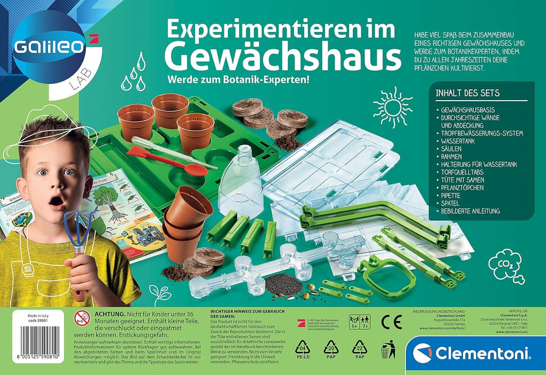 Clementoni Galileo Lab – Experimentieren im Gewächshaus, Pflanzkasten & Samen für Mini-Gärtner und a