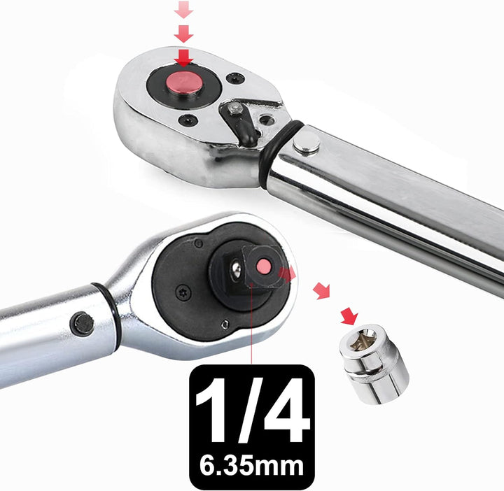 NRGDILY Drehmomentschlüssel 1/4" Fahrrad & Motorrad 5-25Nm, Drehmomentschlüssel mit Doppelskala, ±4%