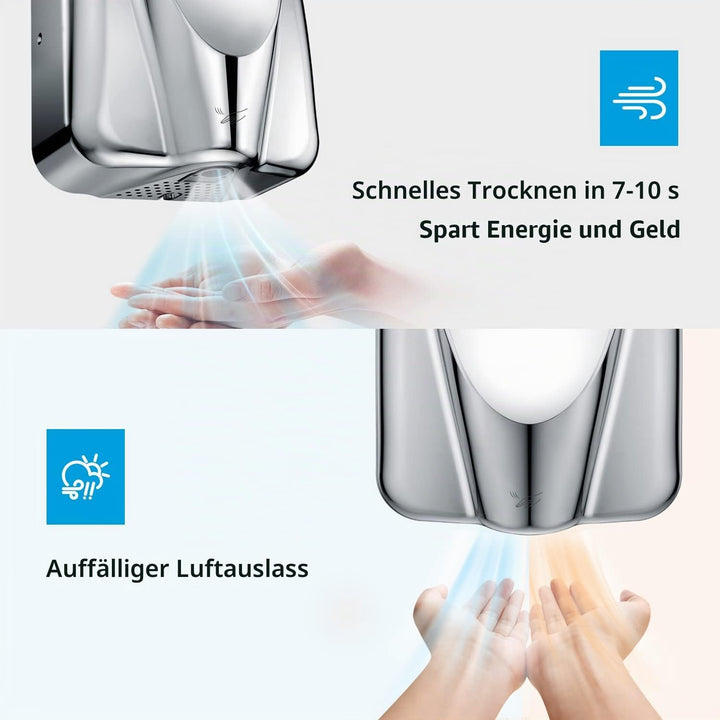 anydry 2812 Händetrockner für Gewerbe elektrischer Sensor Stilvolles Design Edelstahl-Finish schnell