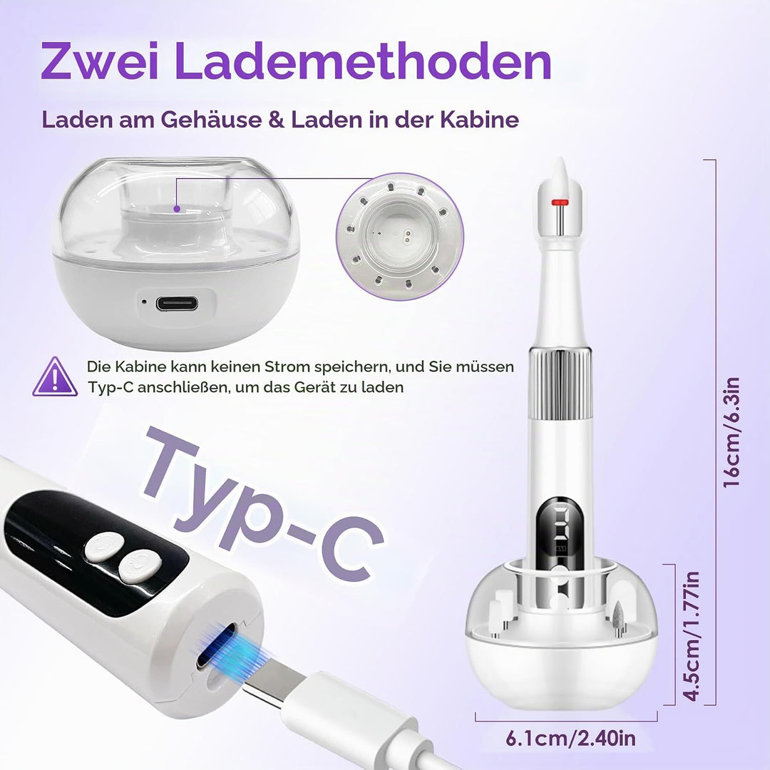 Kabellos Tragbar Nagelfräser,12 in 1 Elektrische Nagelfeile Maniküre Pediküreset mit Ladestation&amp;Nag