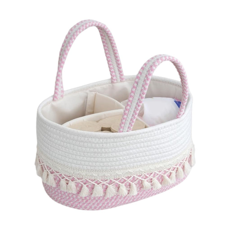 Baby-Wickeltasche Aufbewahrungskorb Baumwollseil Gewebte Wickeltasche Wickel-Organizer Windelkorb Ba