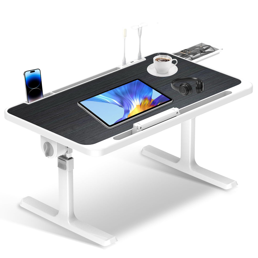 Soontrans Laptoptisch 60 x 40 cm, Laptop Tisch mit Schublade, Höhenverstellbar, 4 Winkelverstellbar,