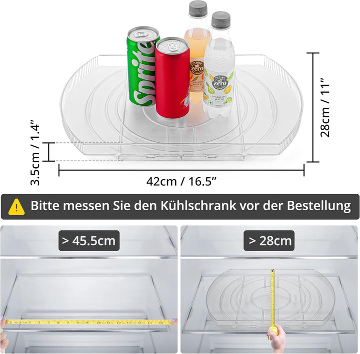 Winter Shore Rechteckiger Drehteller Kühlschrank - Rechteckiger Organizer Drehbar & Verschiebbar - L