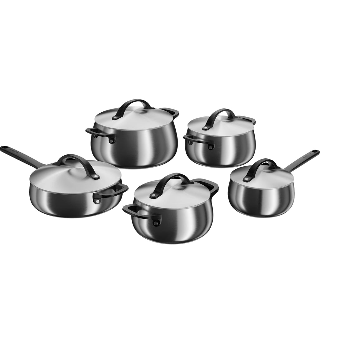 BergHOFF Home Topfset Edelstahl – 10-tlg. – Kochtopf Set mit Deckel - Töpfe Set Induktion, Ceran-, G