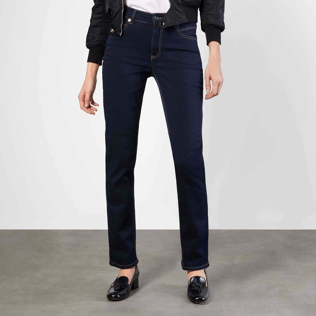MAC Jeans Damen Jeans Hose Melanie Stretchdenim Grey 34W / 28L Dark Rinsewash (D801), 34W / 28L Dark