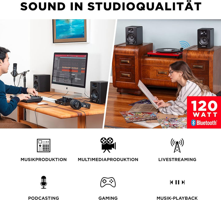 M-Audio BX4BT 4,5" Studio-Monitore mit Bluetooth High-Definition Monitor Lautsprecher Boxen für Reco
