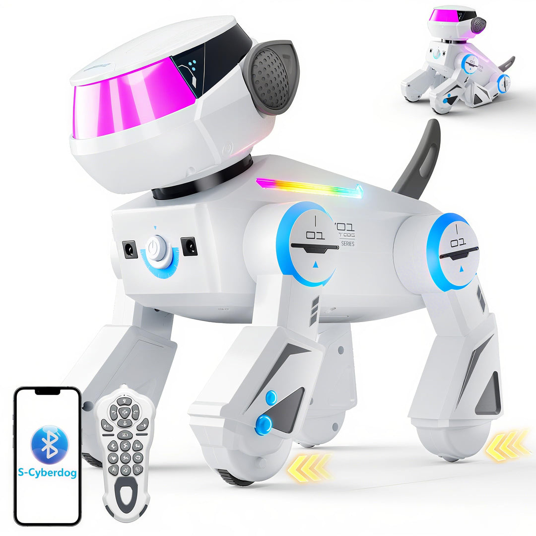VATOS Ferngesteuerter Roboter Hund für Kinder, Programmierbarer Roboterhund mit Bluetooth und LED-Au