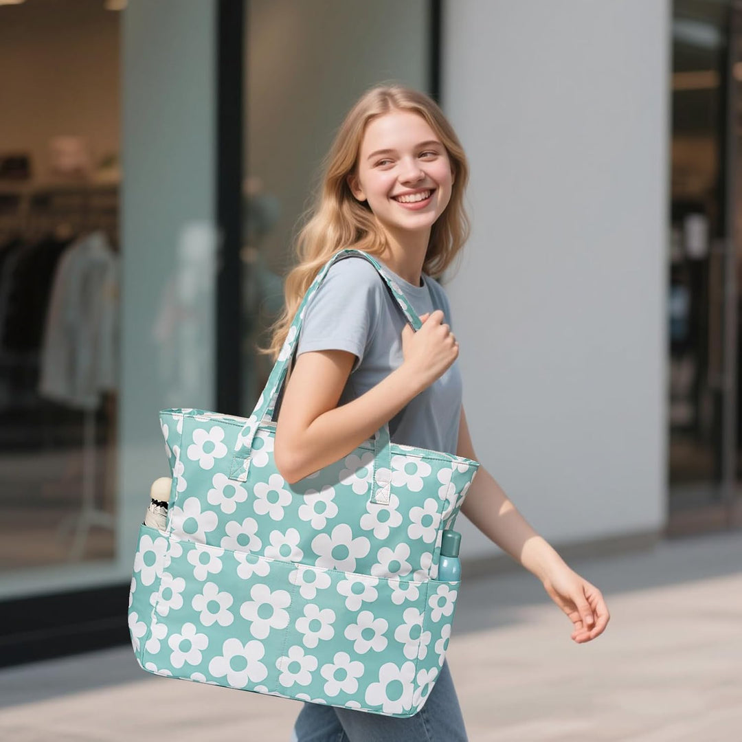 LEDAOU Grosse Strandtasche mit reissverschluss Damen Wasserdicht Umhängetasche Tragetasche shopper s