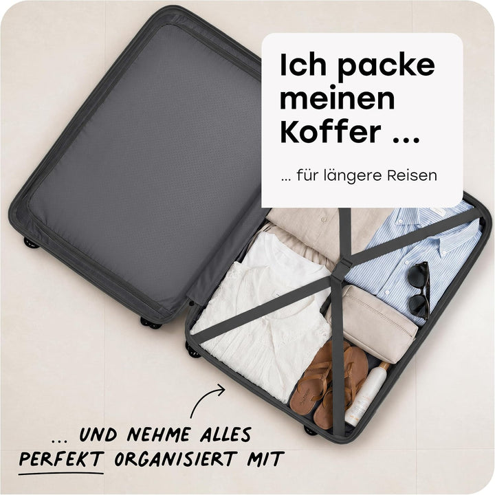 travelite 4-Rad Hartschalenkoffer gross 96 Liter, Gepäck Serie BALI: ABS Hartschalen Trolley mit TSA