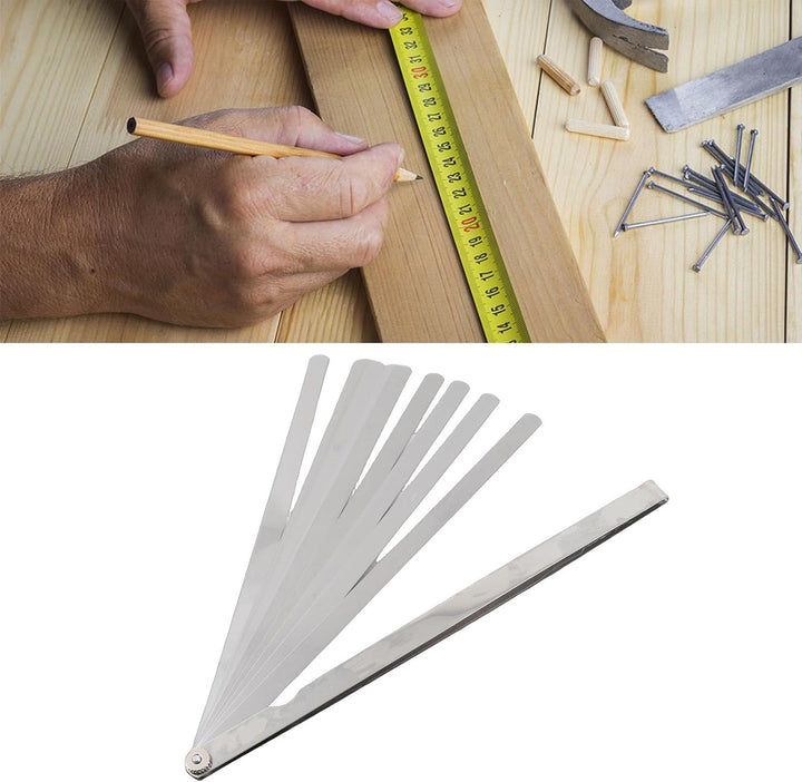 Fafeicy 300mm Gap Fühlerlehre mit 17 Messklingen, 0.02-1mm Dicke Edelstahl-Messwerkzeug, Drehbares u