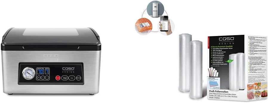 CASO VacuChef 70 - Kammervakuumierer aus Edelstahl, starke Vakuumpumpe 70 Liter/Minute & Profi- Foli