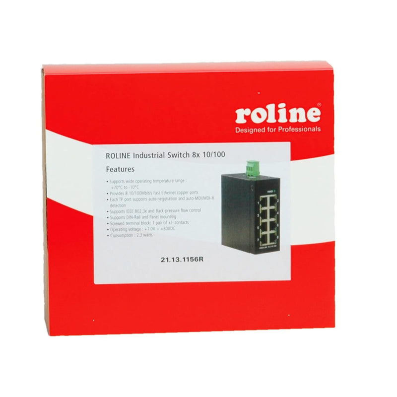 ROLINE Industrie Switch 8x RJ-45, unmanaged, Schwarz