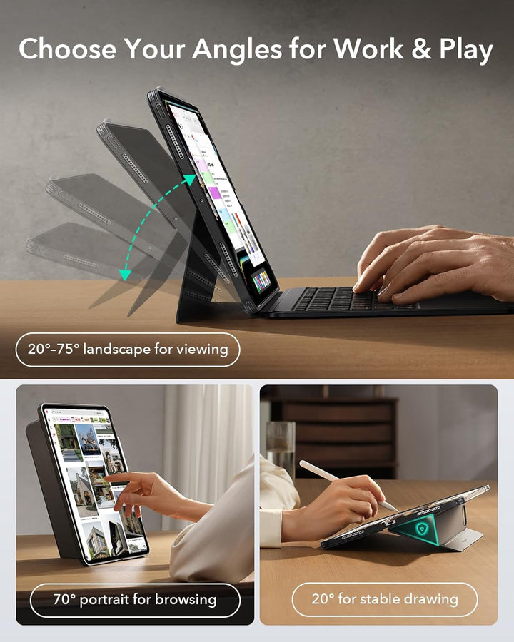 ESR Hülle mit Tastatur für iPad Pro 13" (M5/M4) 2025/2024 – Magnetisch abnehmbare Tastatur, Hoch- un