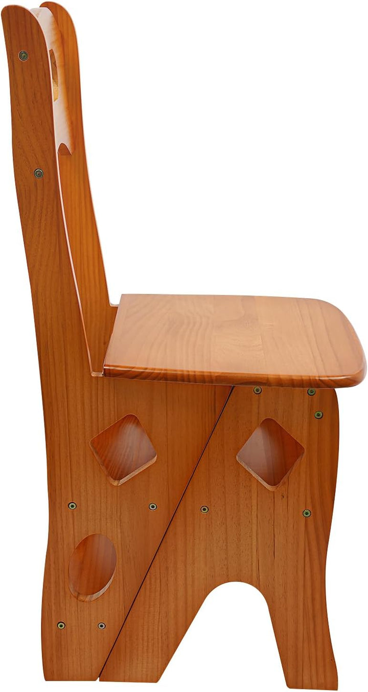 Trittleiter, 2-in-1-Stuhl, 4 Stufen, faltbar, Kiefernholz, lackiert, Kapazität 100 kg, leicht und vi