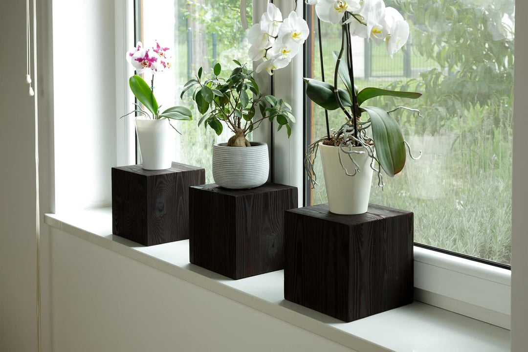 DECORATIVO Holzständer, Holzblock, Baumstamm Deko - Bodenwindlicht Säule perfekt als Innendekoration