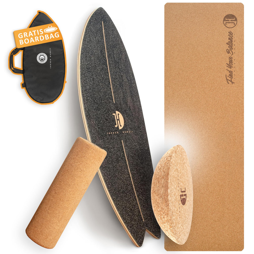 JUCKER HAWAII Balance Board Ocean Rocker | Surf Balance Board mit Rocker Shape (100% Echtholz) und e