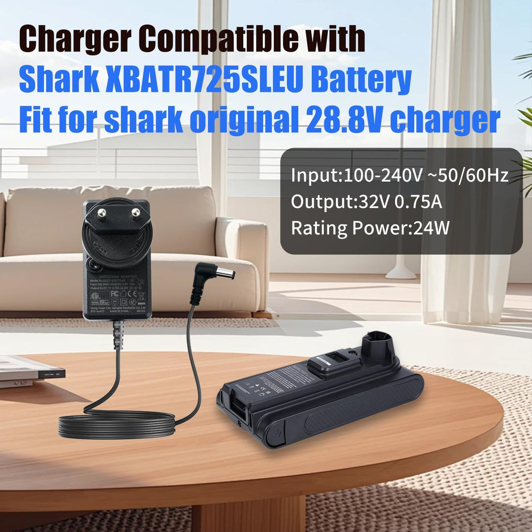 32V Ladegerät für Shark XBATR725SLEU 25.2V Akku, Ersatz für Shark XBATR725SLEU Lithium-Ionen-Akku-Ne