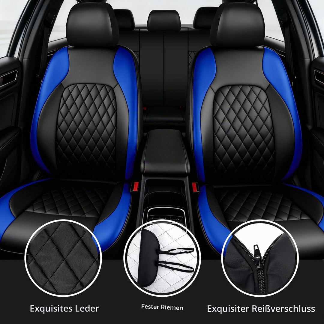 9 Stück Leder Autositzbezüge Sets,Wasserdichtes Sitzbezüge Auto Komplettset,Wasserdicht Vordersitze