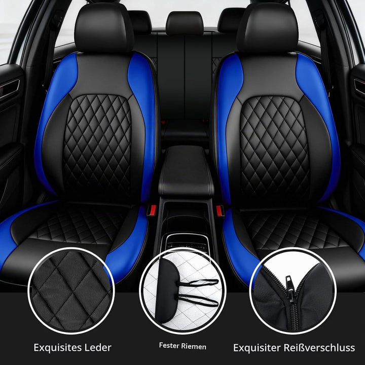 9 Stück Leder Autositzbezüge Sets,Wasserdichtes Sitzbezüge Auto Komplettset,Wasserdicht Vordersitze