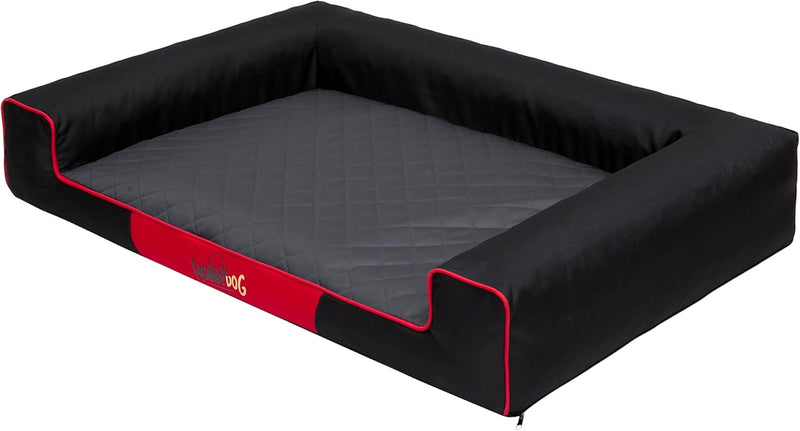 Hobbydog L VICCGM3 Eckig Hundebett, Victoria Katzenbett Schlafplatz, schwarz mit grau