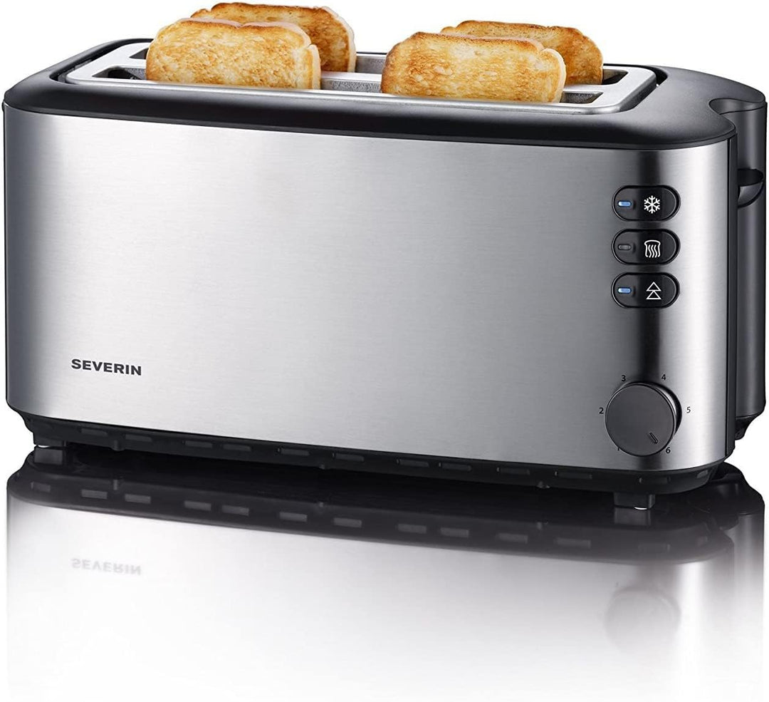 SEVERIN Automatik-Langschlitztoaster, Toaster mit Brötchenaufsatz, hochwertiger Edelstahl Toaster mi
