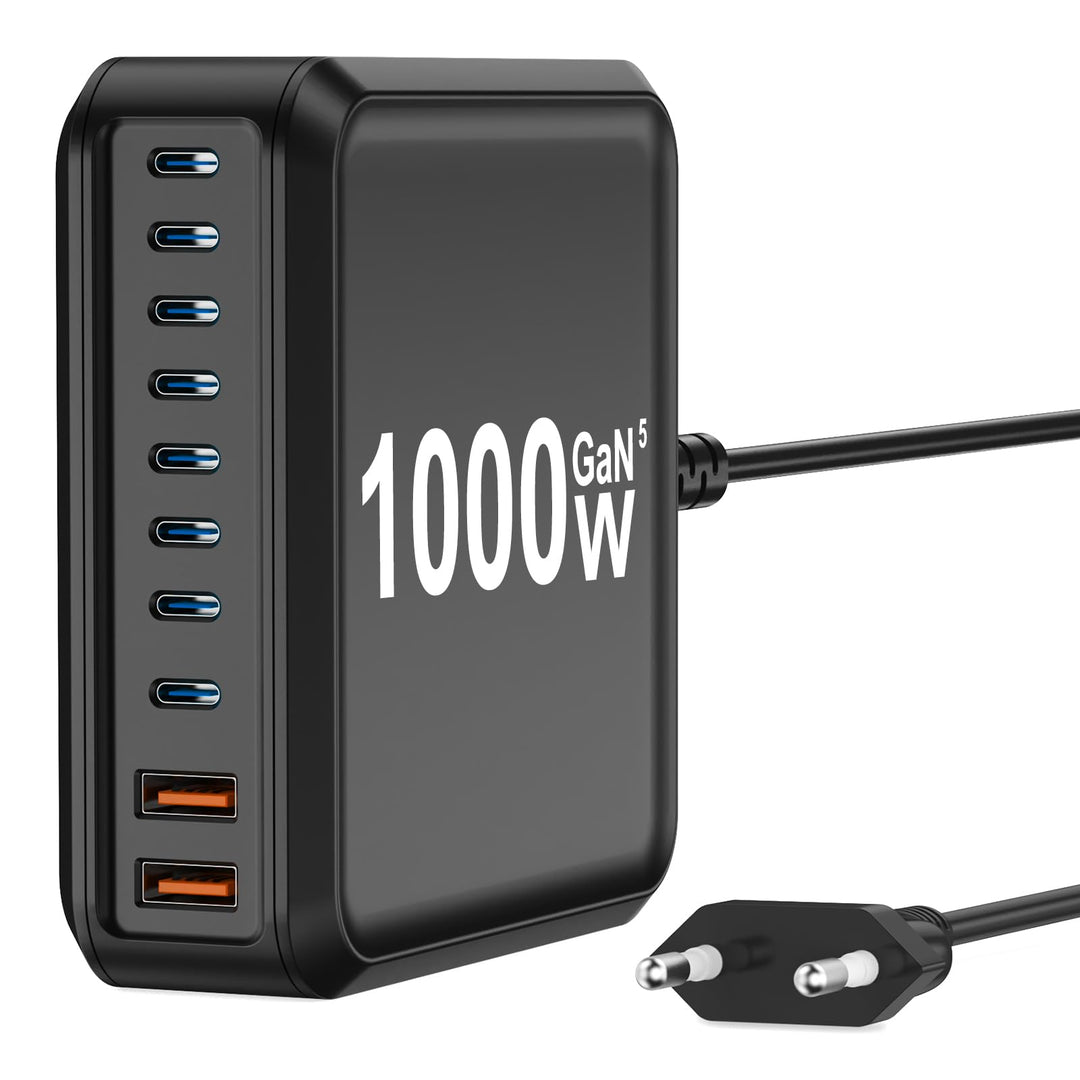 1000W USB C Ladegerät Mehrfach, GaN V 10 Ports USB Ladegerät Mehrfach, 1000W 10-Port Schnellladegerä