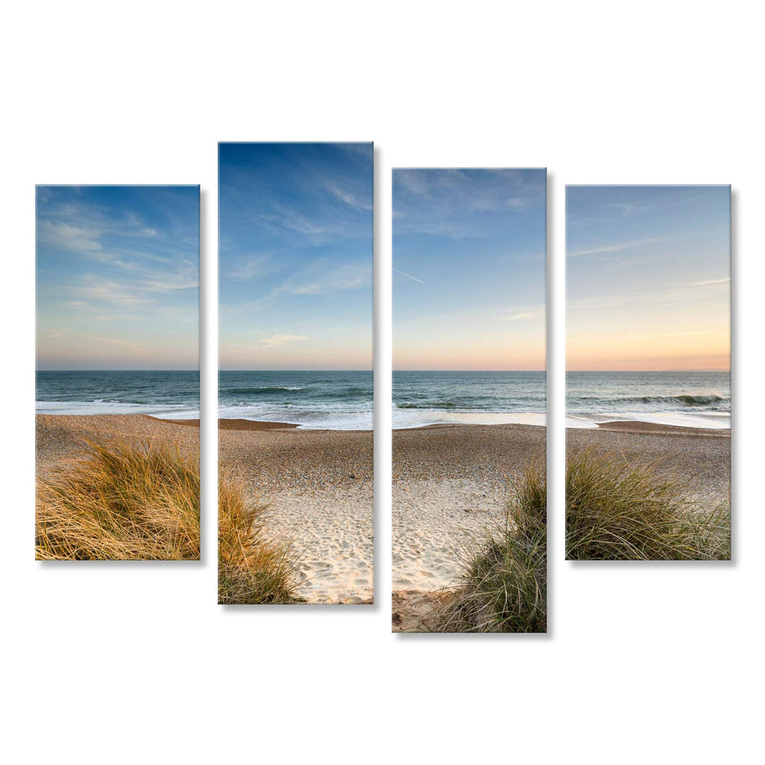 Bild auf Leinwand Strand Meer Sand Nordsee Poster, Leinwandbild, Wandbilder 130x80 4-teilig, 130x80
