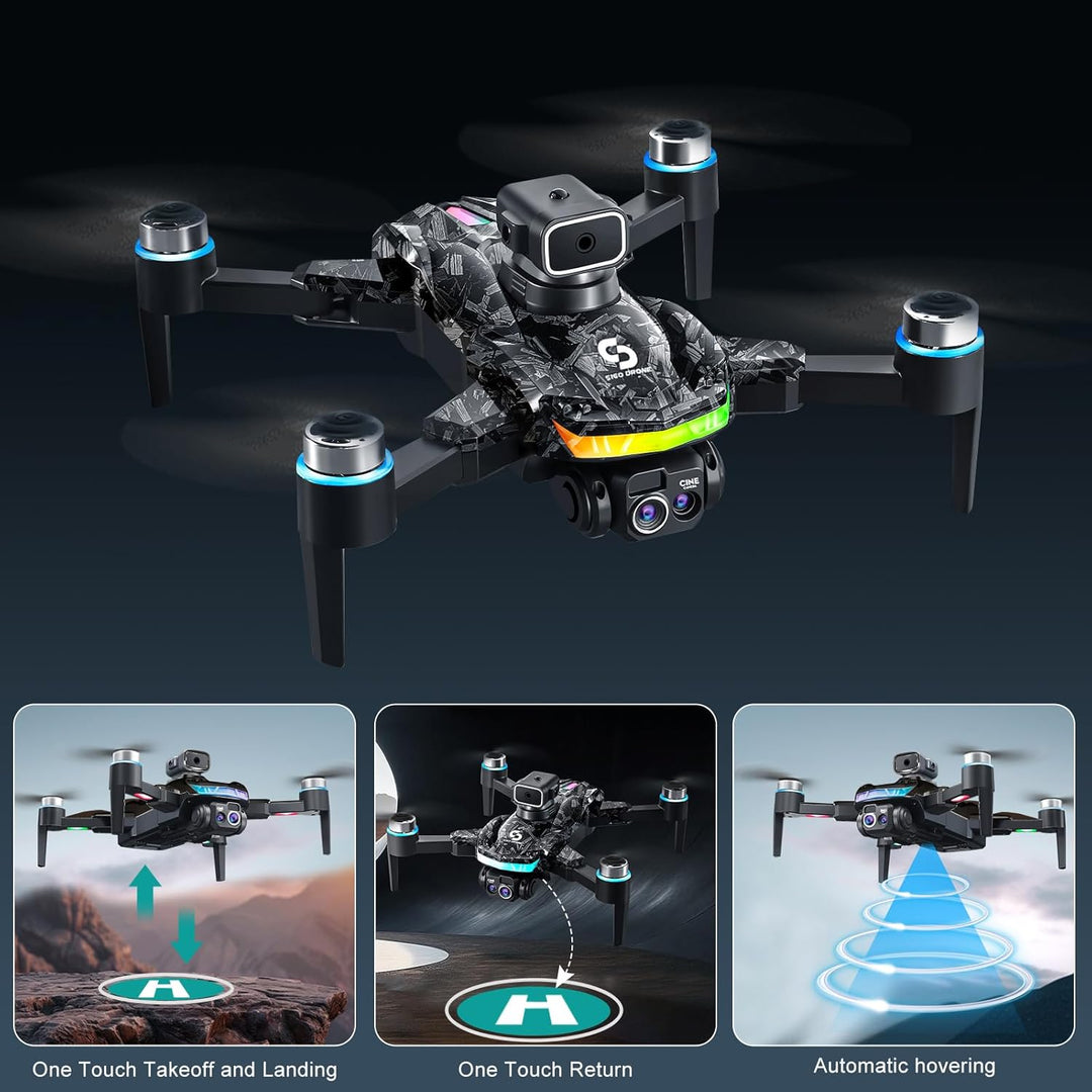 OBEST Drohne mit Kamera für Kinder, Bürstenlosem Motor RC Drone mit RGB Lichtern, 1080P Dual Kamera