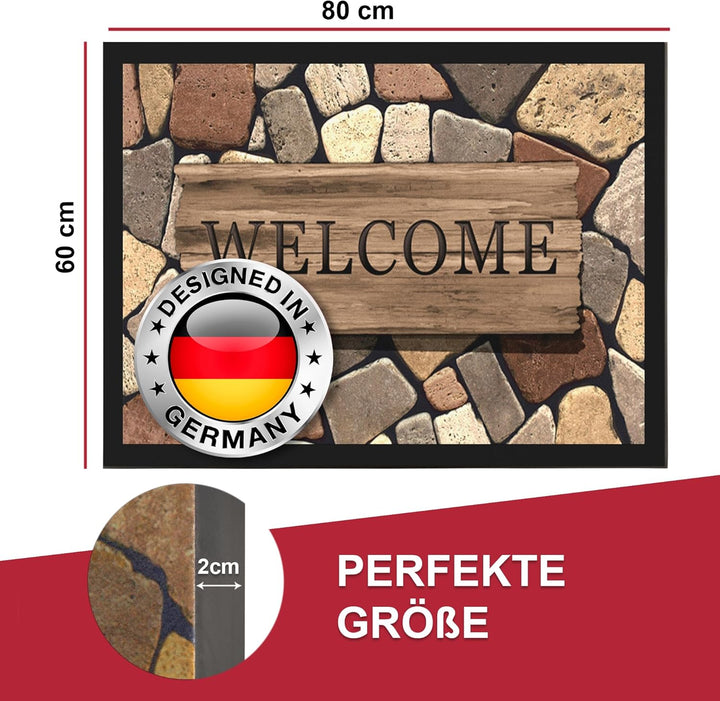 Hochwertige Fussmatte 60x80 cm (Large) – Schmutzfangmatte für Innen & Aussen, rutschfest mit hoher S