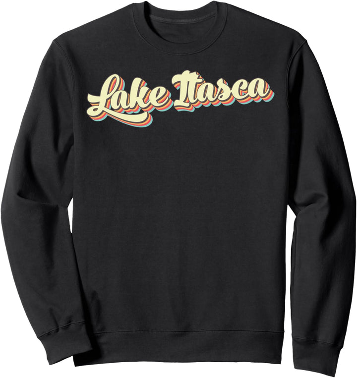 Lake Itasca T-Shirt Retro Art Baseball Schriftart Vintage Sweatshirt