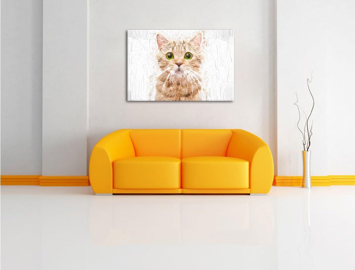 Pixxprint Katze Scottish Straight / 100x70cm Leinwandbild bespannt auf Holzrahmen/Wandbild Kunstdruc