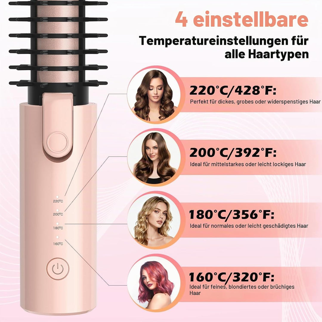 Schnurloser Lockenstab 32mm, Curling Iron mit 4 Temperaturen Tragbare Reise, 7000 mAh USB-aufladbare