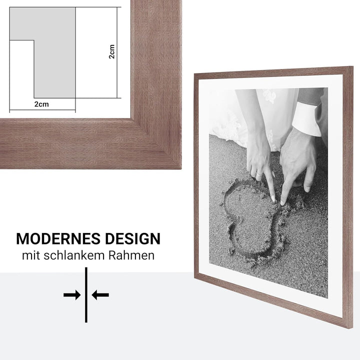 CABBEL 1x Bilderrahmen 60x60 cm Eiche Dunkel Rahmen 1-Pack | Dokumentenrahmen, Collage, Poster | MDF