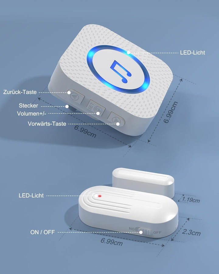 SanJie Tür Fenster Sensor,Türalarm Fensteralarm 150M/500FT Reichweite 55 Melodien auf 5 Volumes,Türs