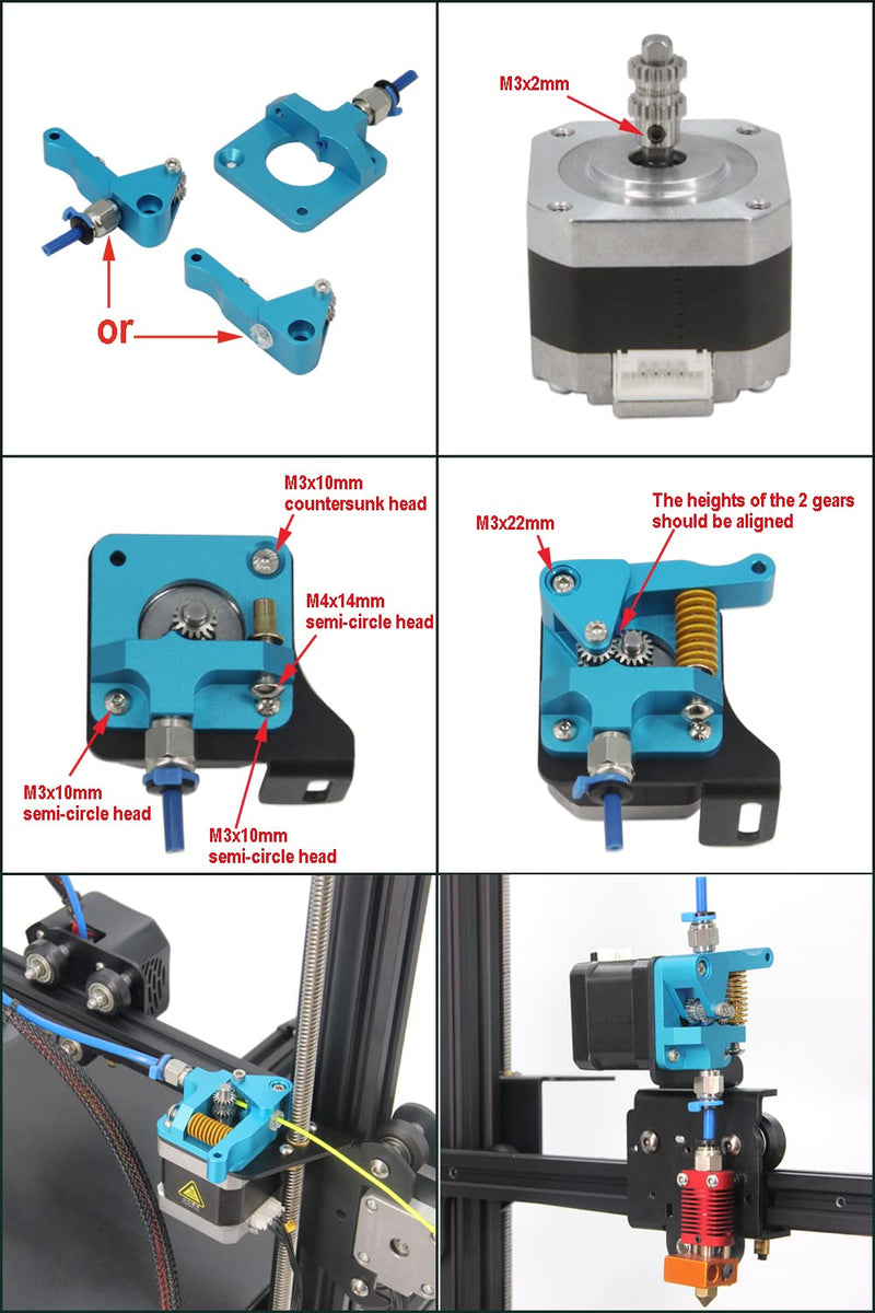 Zeberoxyz Upgrade Direct Drive Support Plate mit 3 POM-Riemenscheiben mit Dual Gear Extruder Kit,Dua