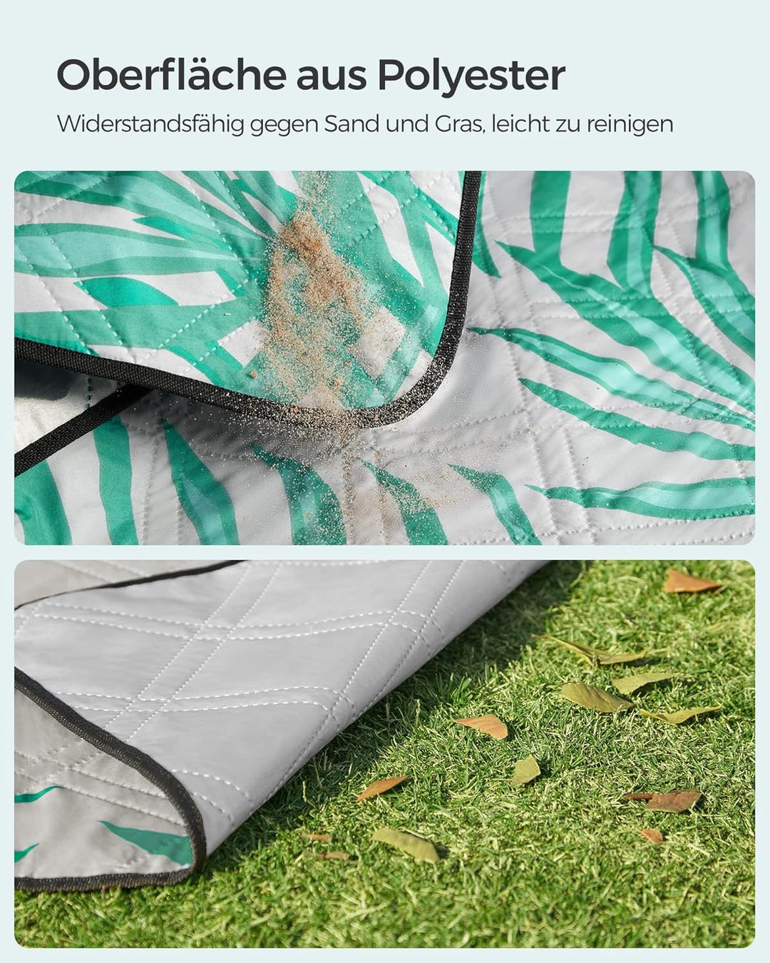 SONGMICS Picknickdecke, 200 x 200 cm, grosser Teppich, für Camping, Park, Garten, Strand, wasserabwe