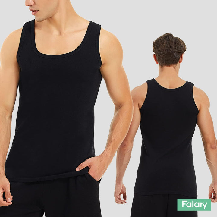 FALARY Unterhemd Herren Tank Top 5er Packs gekämmte Feinripp Baumwolle Weitere Farben alle Grössen S